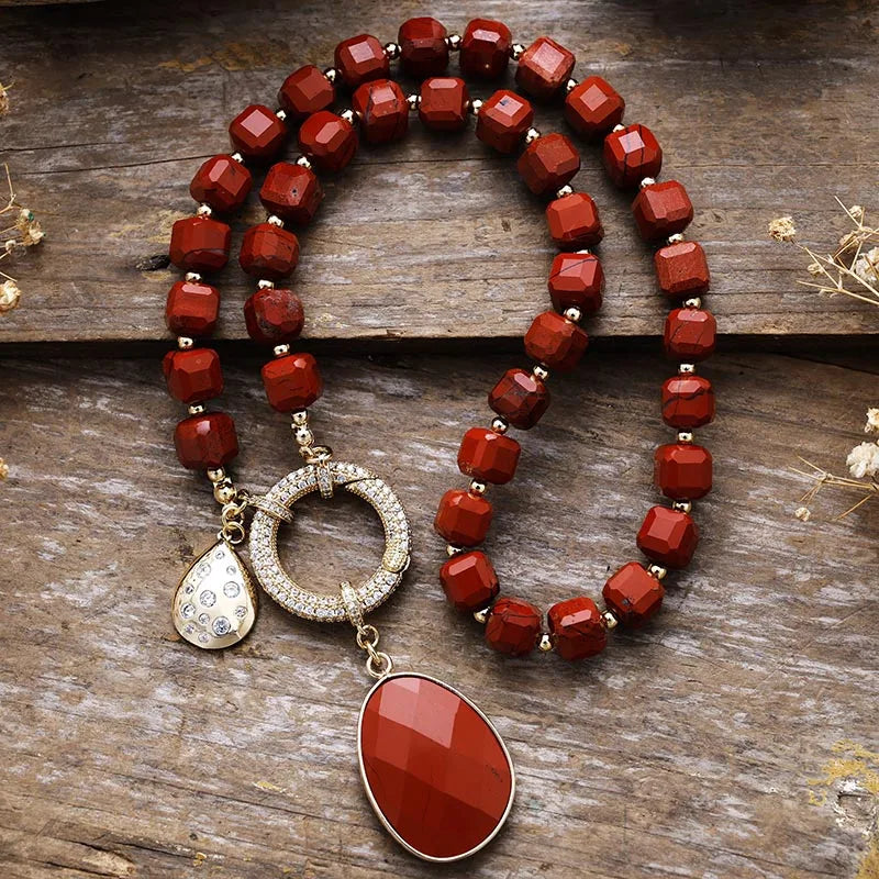 Red Jasper Pavé Statement Necklace