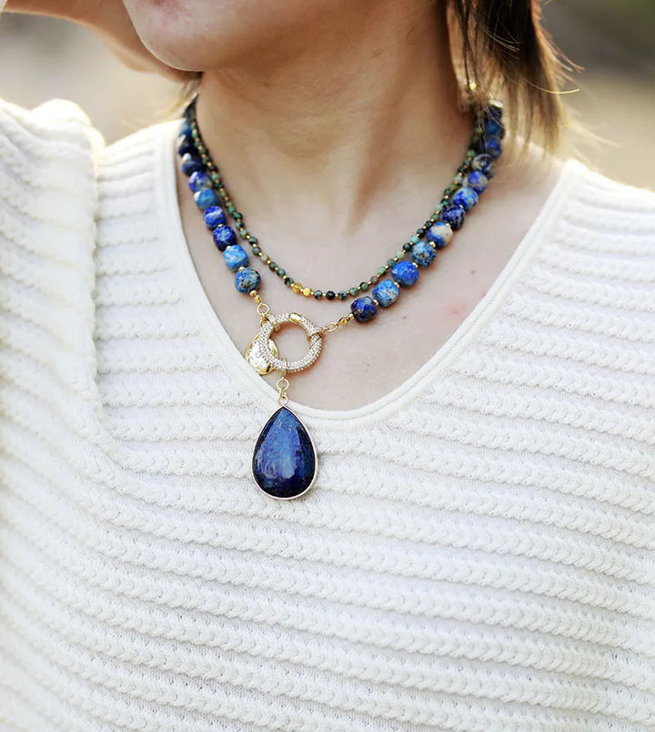 Lapis Lazuli Pavé Statement Necklace