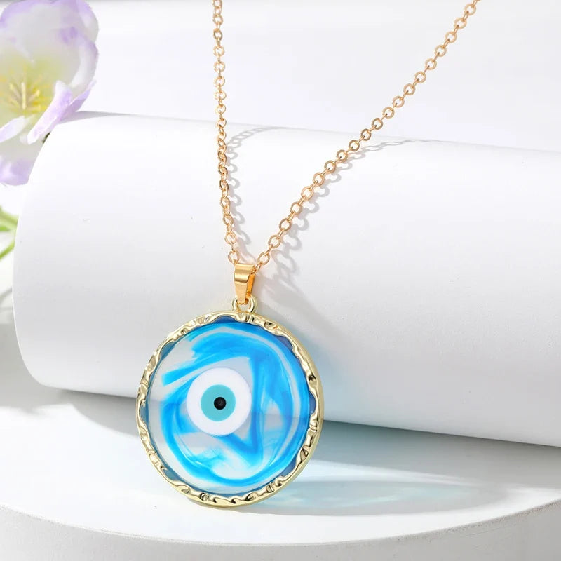 Round Pendant Evil Eye Necklace