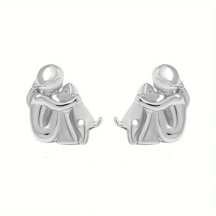 Silver and Gold Two-Tone Hug Earrings