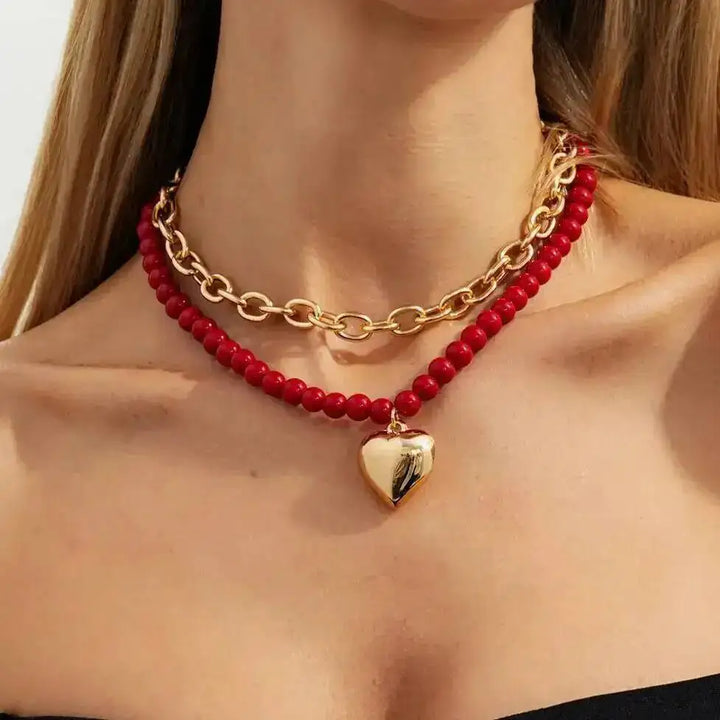 Timeless Hammered Heart Station Necklace