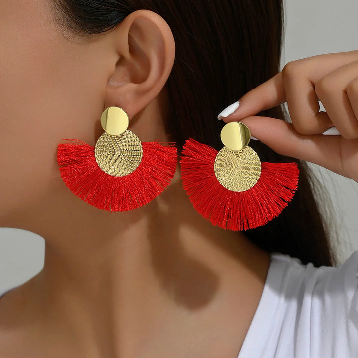 Velora Resort Chic Fan Tassel Earrings