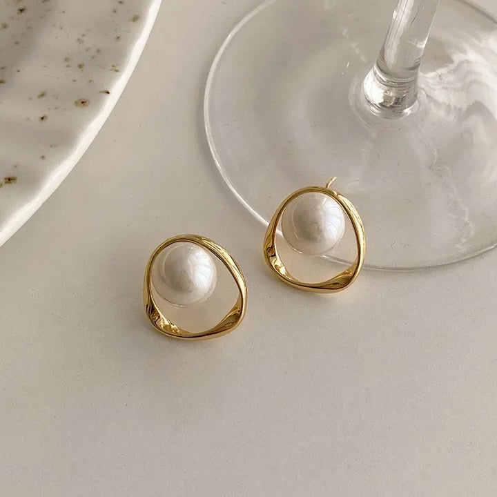Novara Irregular Gold Pearl Studs