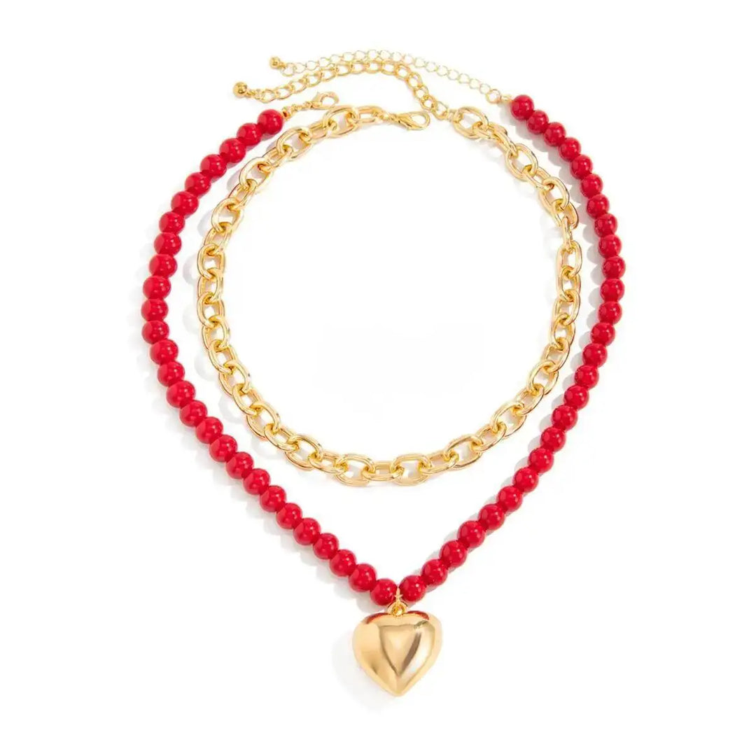 Timeless Hammered Heart Station Necklace
