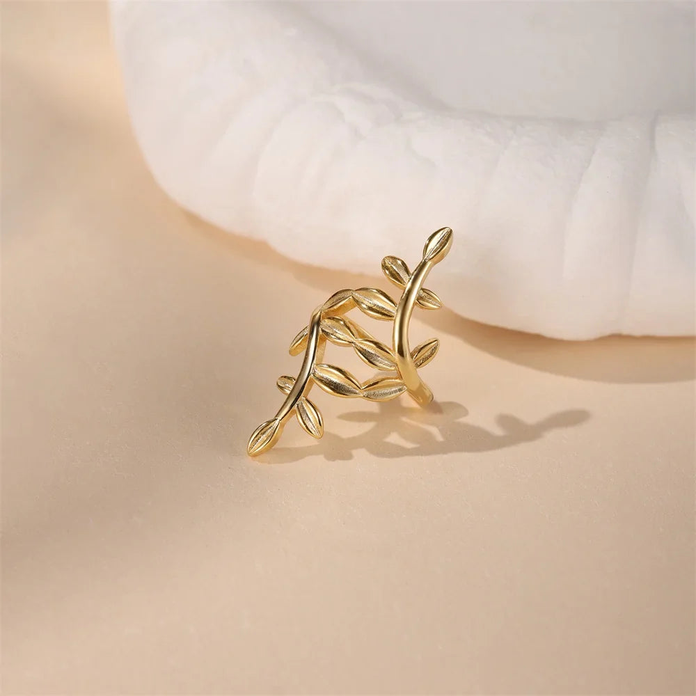 Golden Vine Leaf Ear Cuff – 925 Sterling Silver