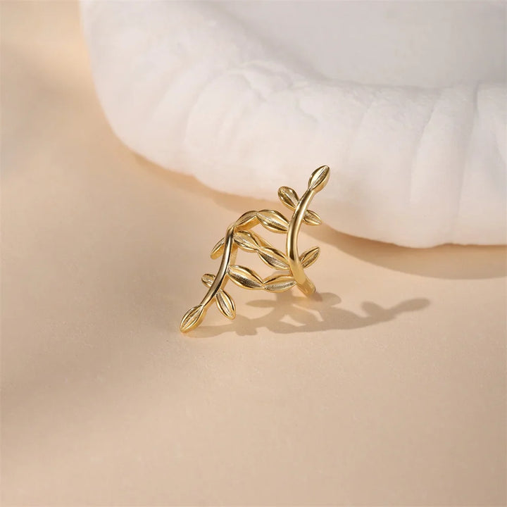 Golden Vine Leaf Ear Cuff – 925 Sterling Silver