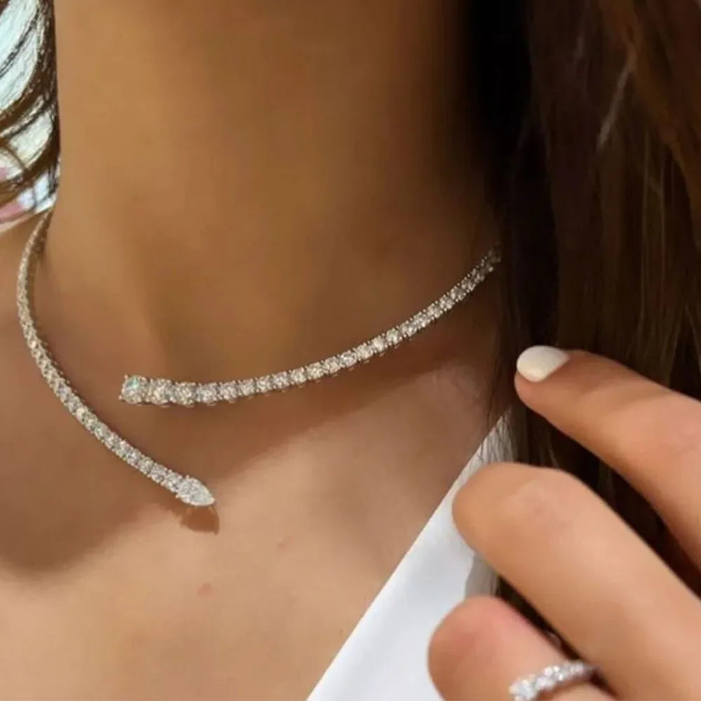 Stonefans Geometry Rhinestone Collar Necklace