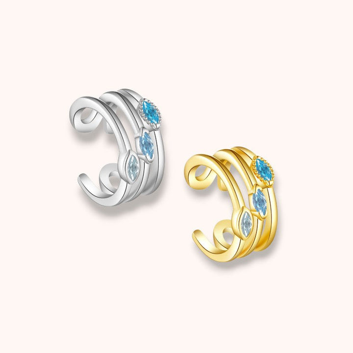Aqua Twist 925 Sterling Silver Ear Cuff