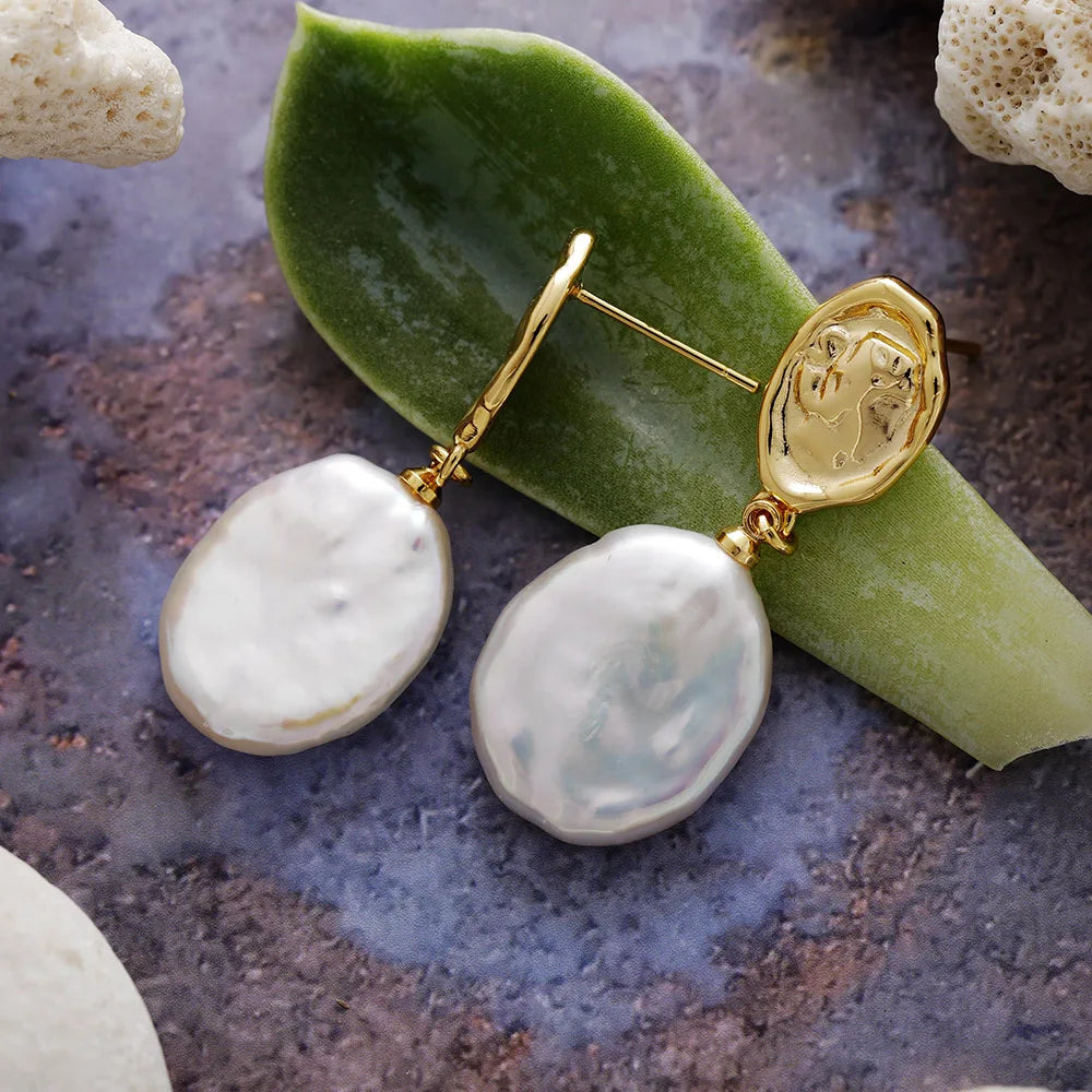 Textured Baroque Pearl Drop Earrings