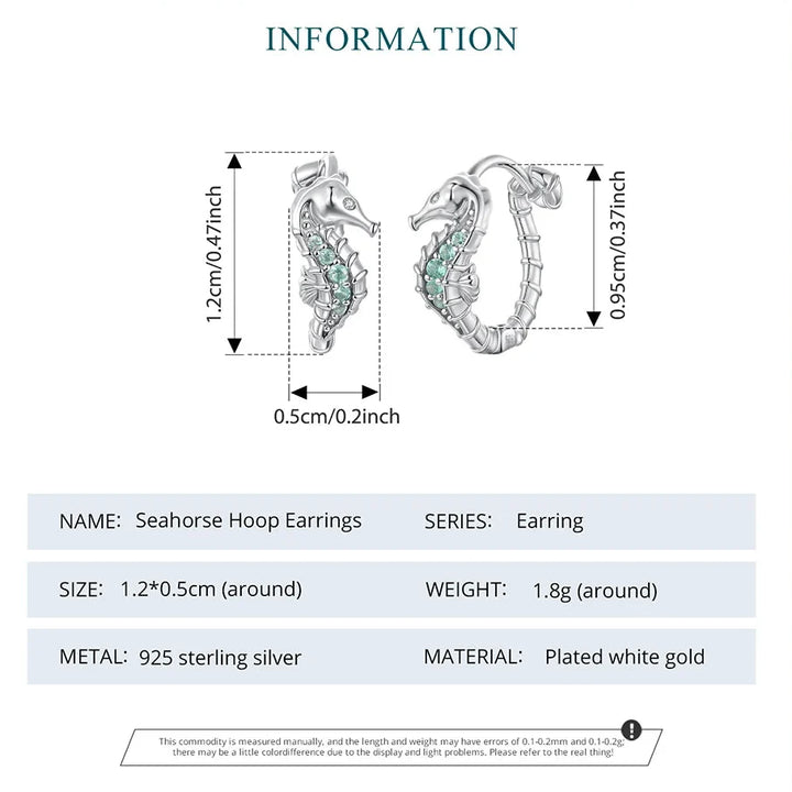 Seahorse Hoop 925 Sterling Silver Earrings