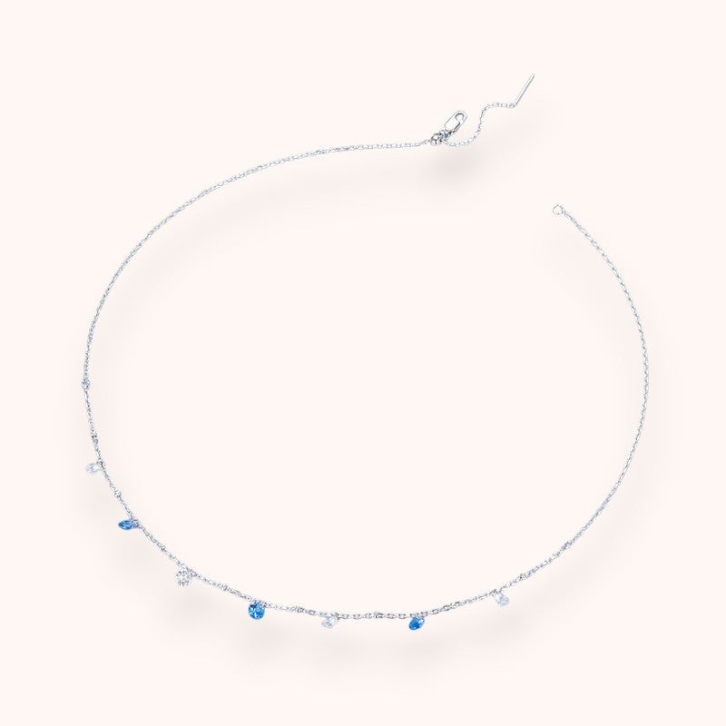 Shining Silver Blue & White CZ Star Necklace – 925 Sterling Silver