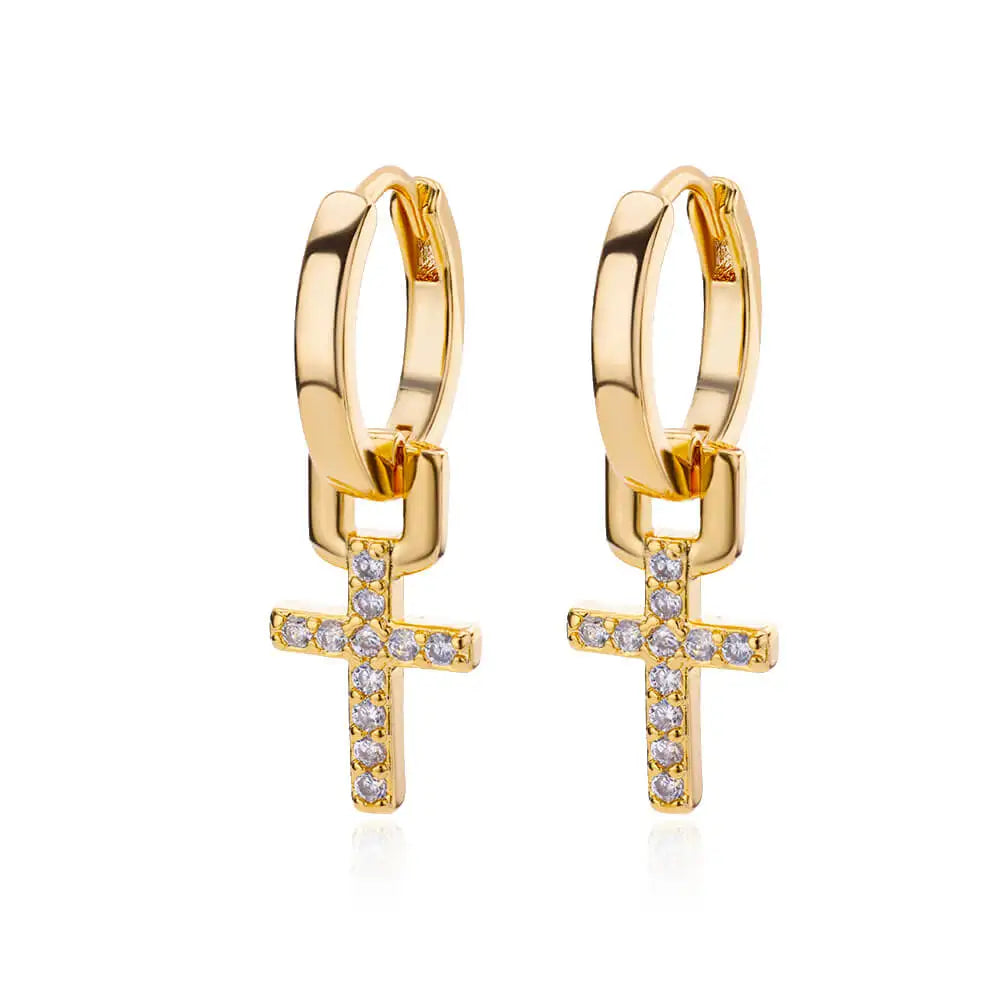Selah Cross Charm Hoops