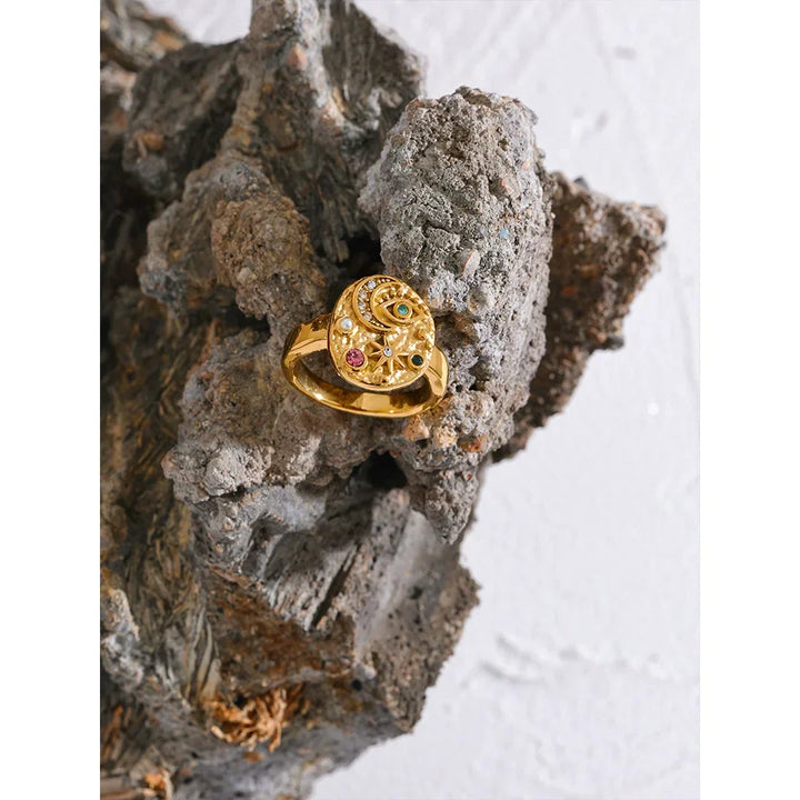 Harmony Moon & Star Ring - 18k Gold