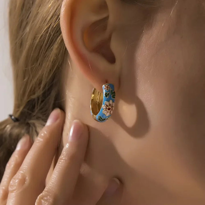 Soraya Artisan Floral Mini Hoop Earrings