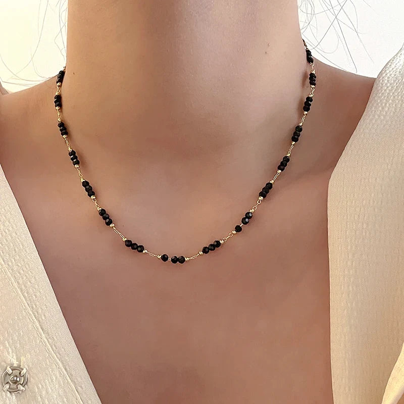 Retro Obsidian Bead Necklace