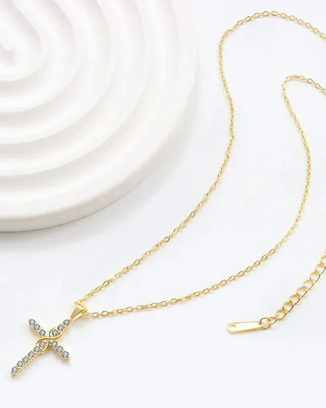 Infinite Faith Necklace with Cross (Gold Plated)