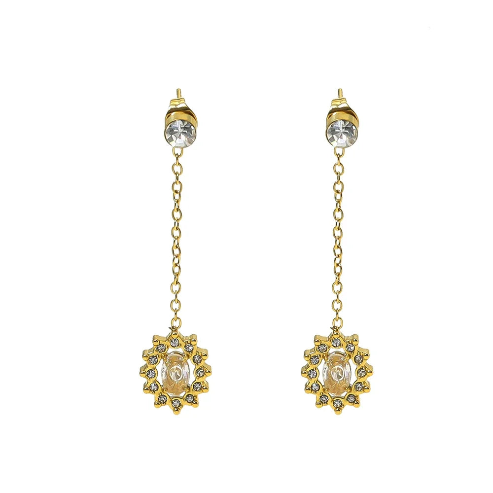 Crystal Medallion Drop Earrings