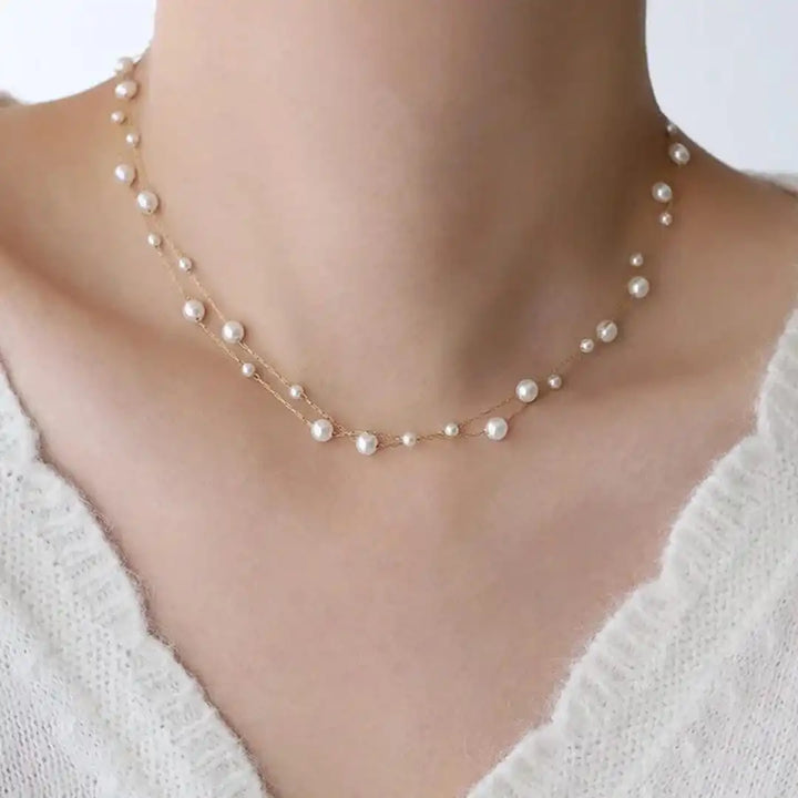 Pearl Chain Choker Necklace