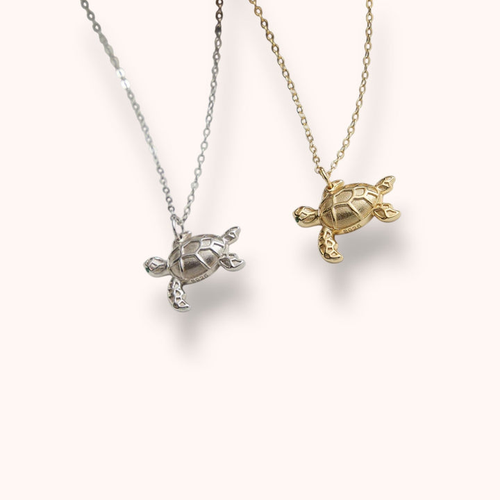 Sea Turtle Charm Necklace | 925 Sterling Silver Turtle Necklace