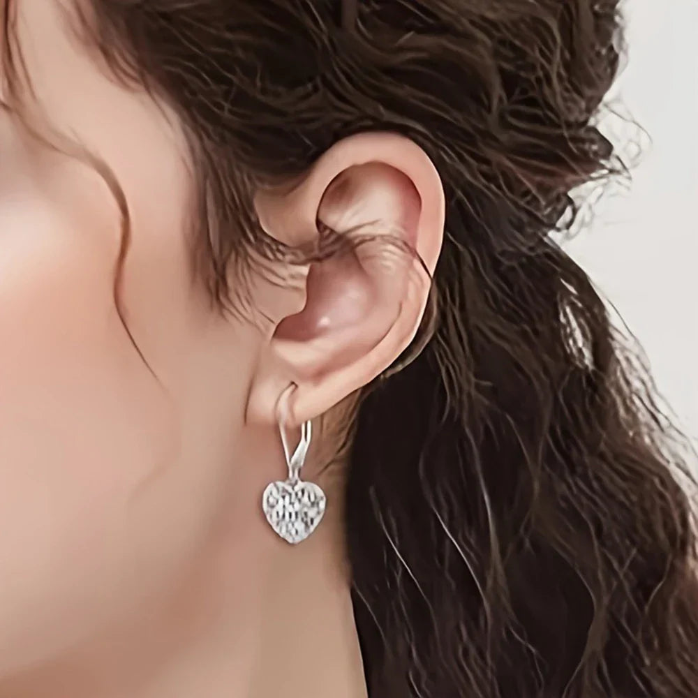 Silver Hollow Heart Earrings
