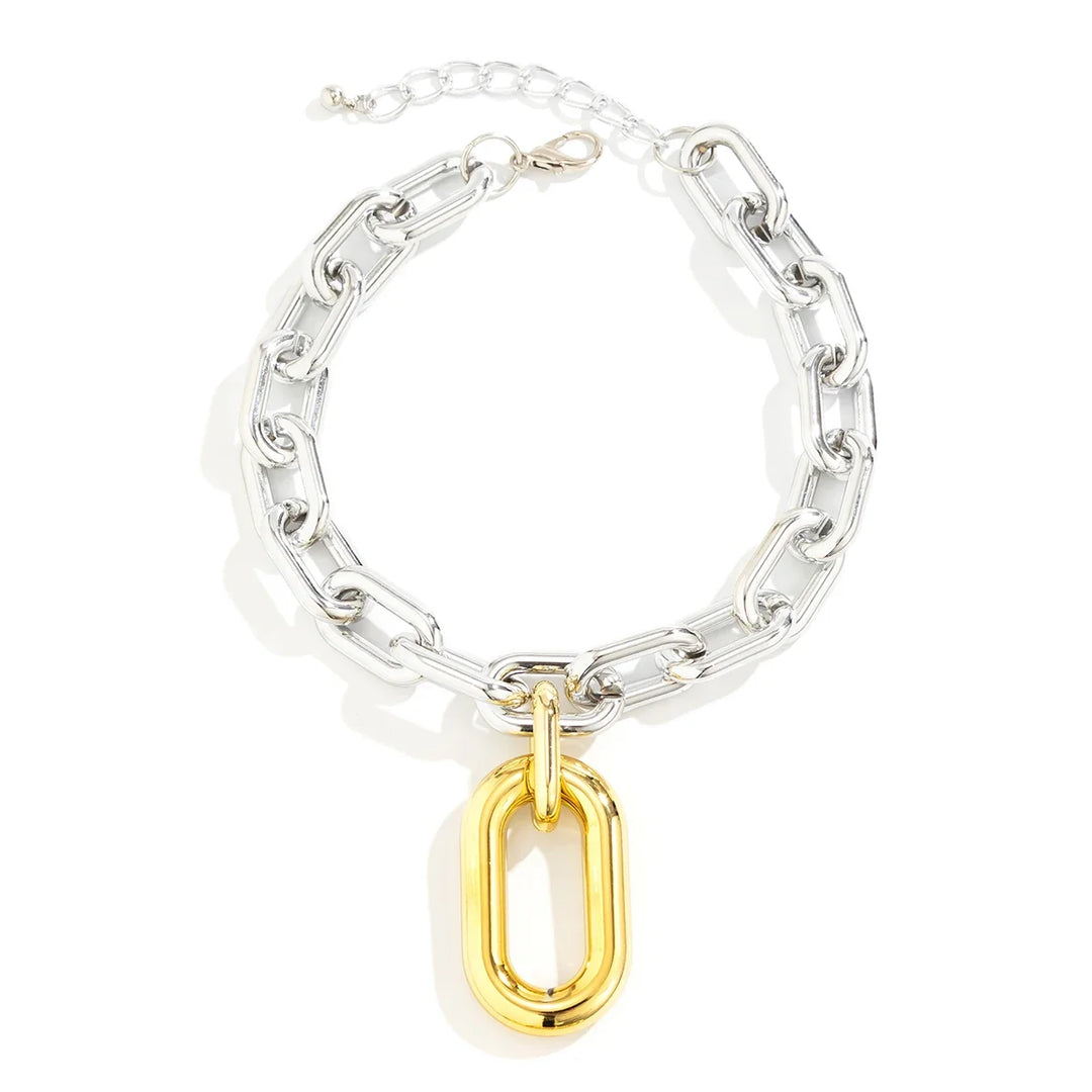 Chunky Two Tone Paperclip Bold Necklace