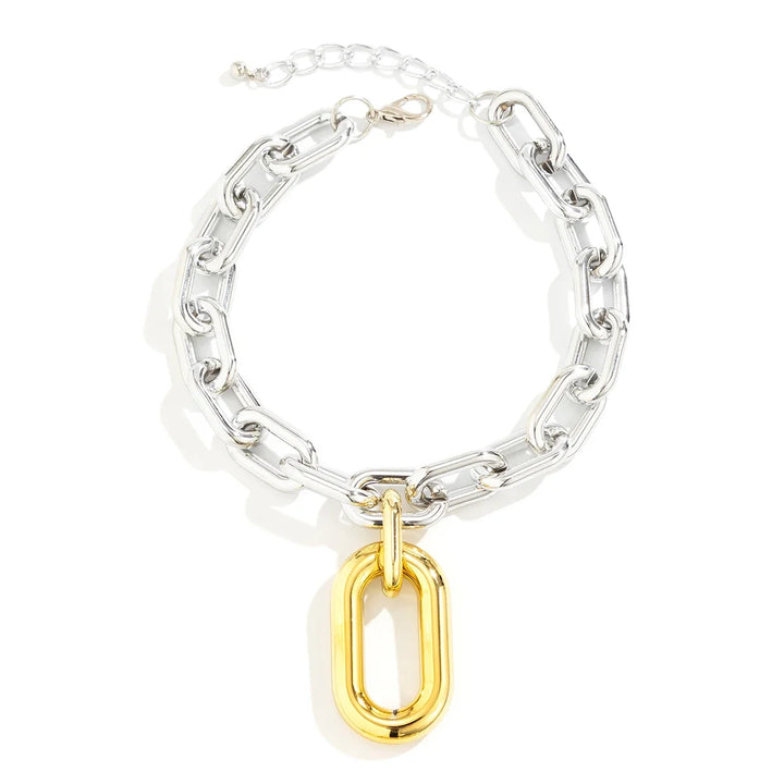 Chunky Two Tone Paperclip Bold Necklace