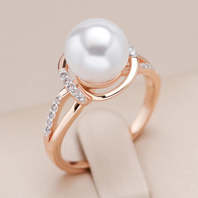 Lustrous Pearl Crystal Ring