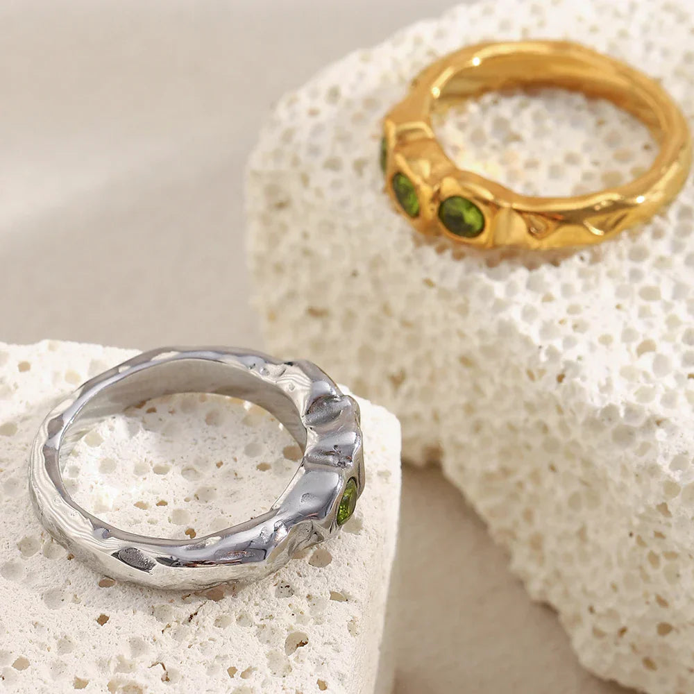 Geometric Elegance Ring - 18k Gold Plated