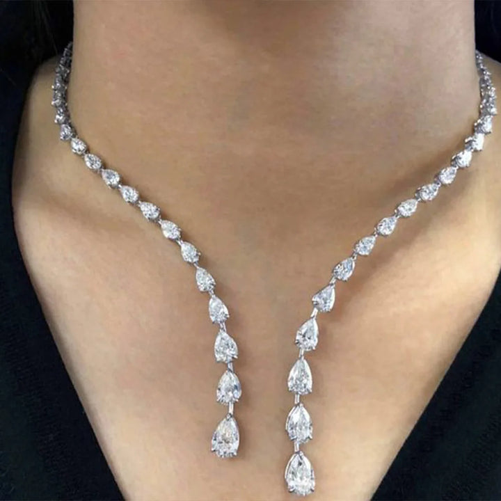 Stonefans Fashion Zircon Water Drop Collar Necklace