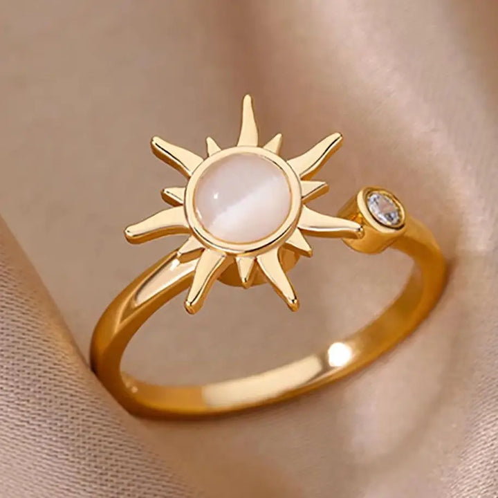 Solara Luminous Opal Sunburst Ring