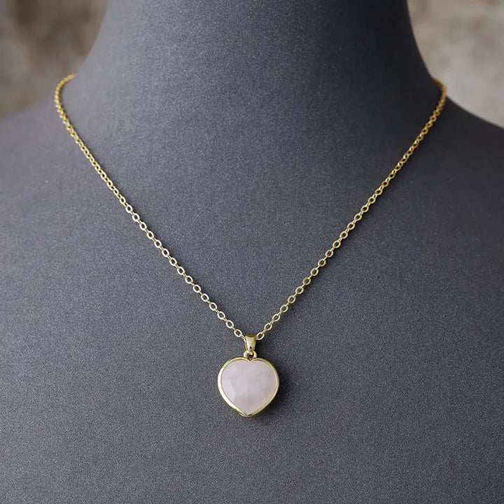 Rose Quartz Heart Pendant Necklace