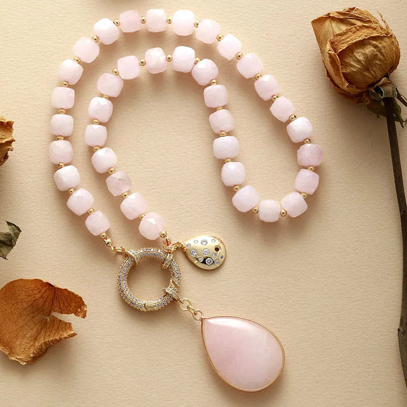 Rose Quartz Pavé Statement Necklace