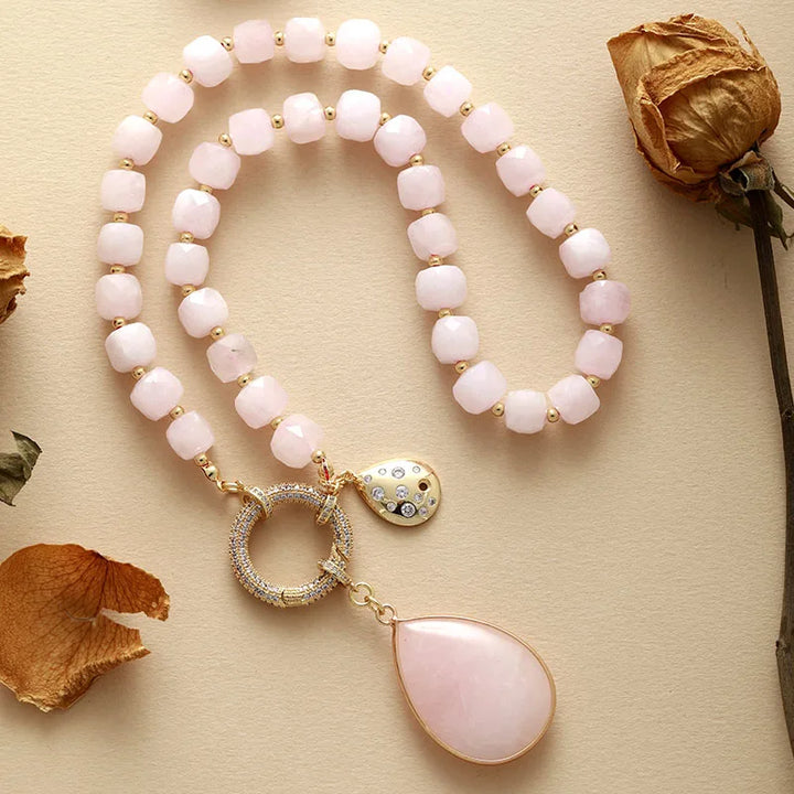 Rose Quartz Pavé Statement Necklace