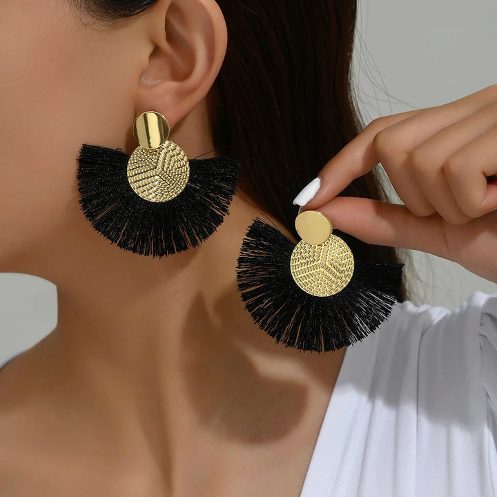 Velora Resort Chic Fan Tassel Earrings