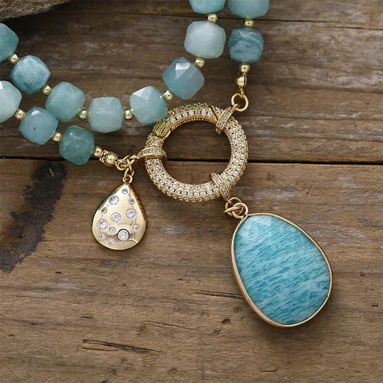 Amazonite Pavé Statement Necklace