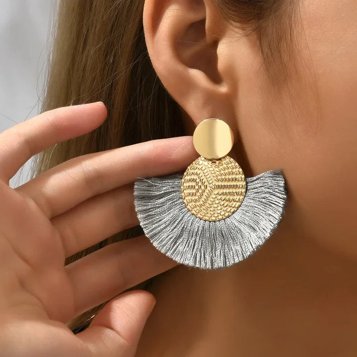 Velora Resort Chic Fan Tassel Earrings