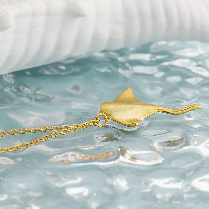 Ocean Matte Manta Ray 925 Sterling Silver Necklace