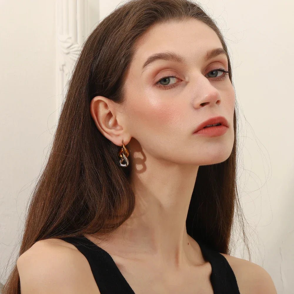 Harmony Dual-Tone Hoop Earrings