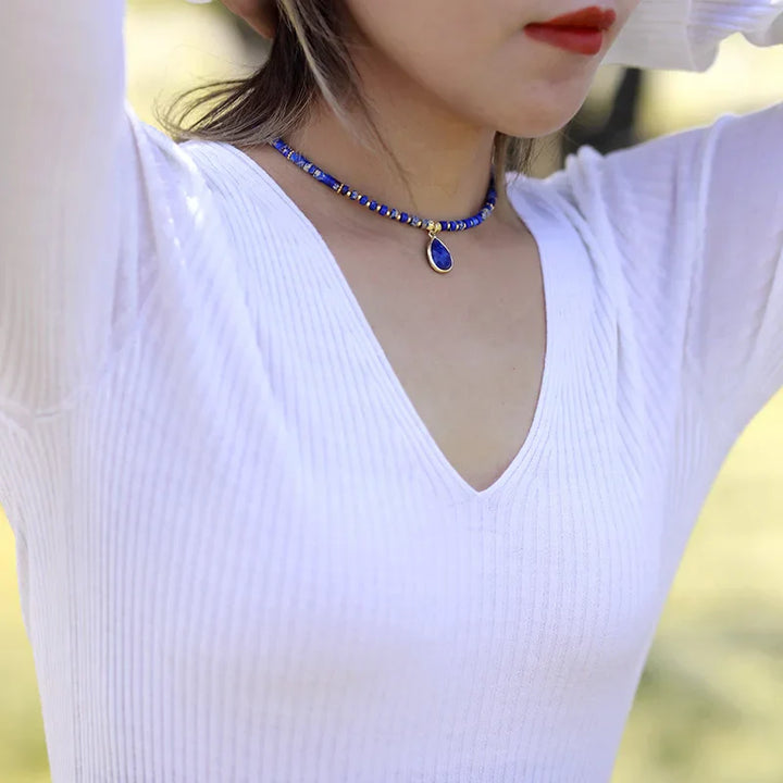 Aluka Gemstone Choker Necklace – Lapis Lazuli