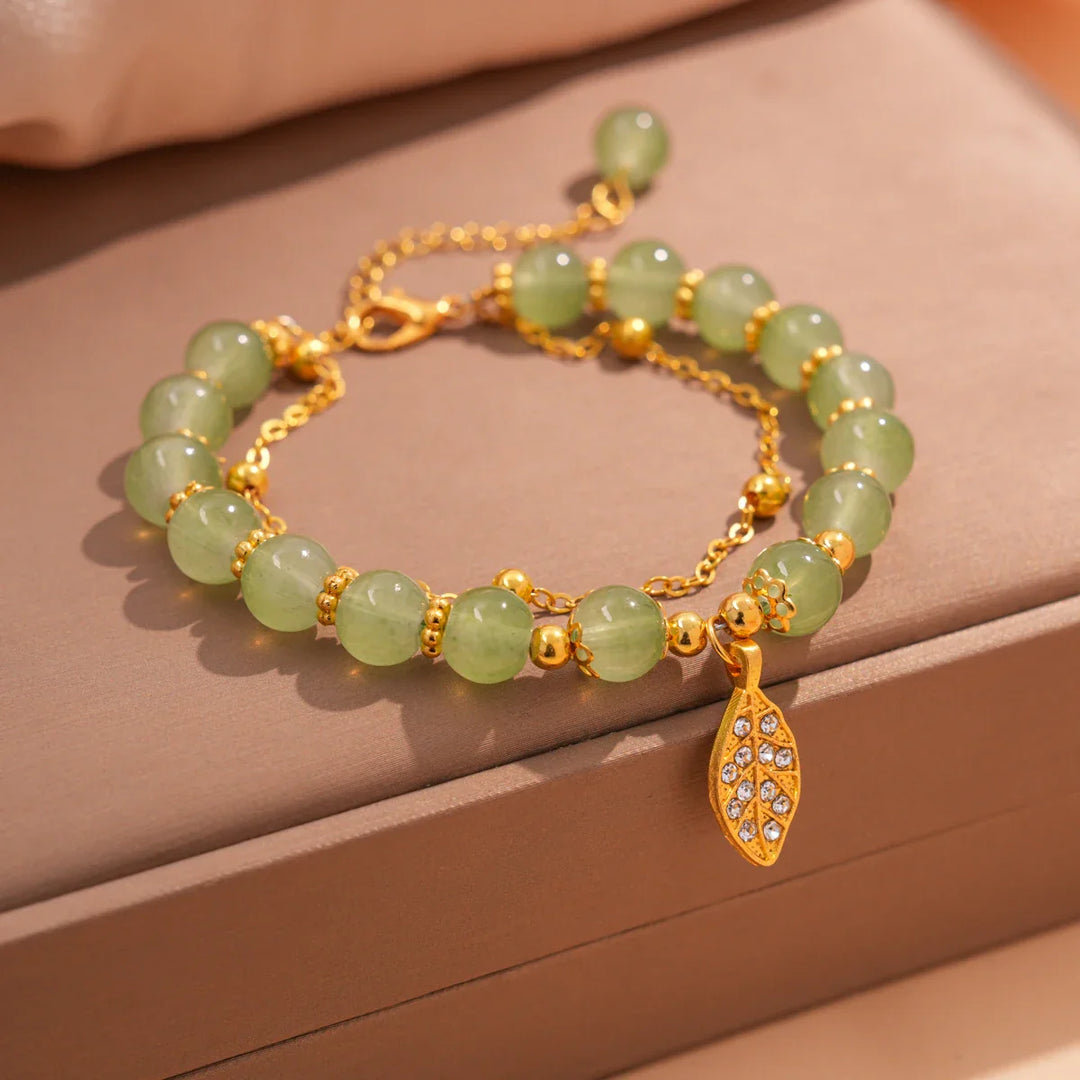 Valeria Gold Leaf Jade Bracelet