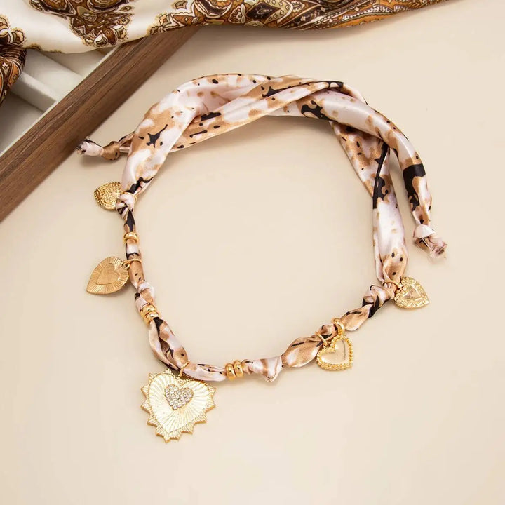 Sophisticated Leopard Silk Heart Necklace