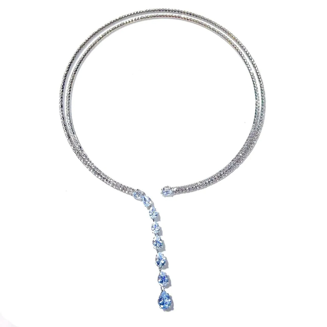 Fashionable irregular sparkling rhinestone zircon necklace