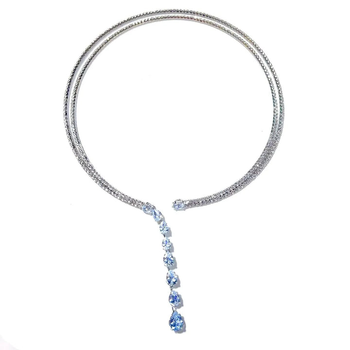 Fashionable irregular sparkling rhinestone zircon necklace