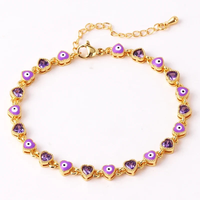 18k Heart Evil Eye Bracelets