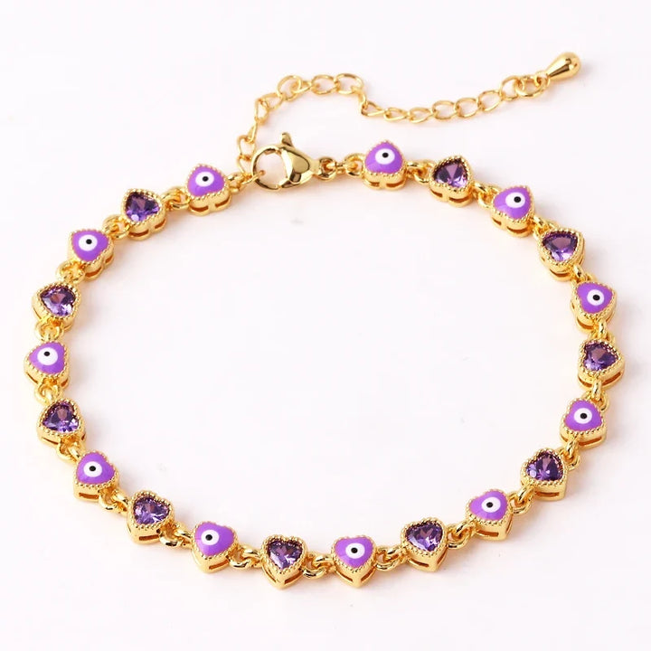 18k Heart Evil Eye Bracelets