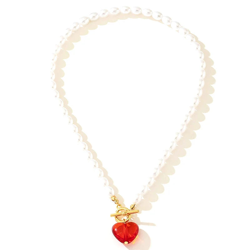 Classic Grace Pearl Heart Toggle Necklace