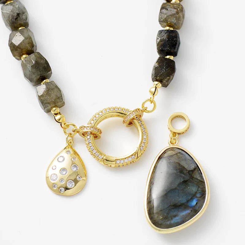 Labradorite Pavé Statement Necklace