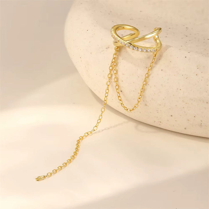 Long Sparkle Chain 925 Sterling Silver Ear Cuff