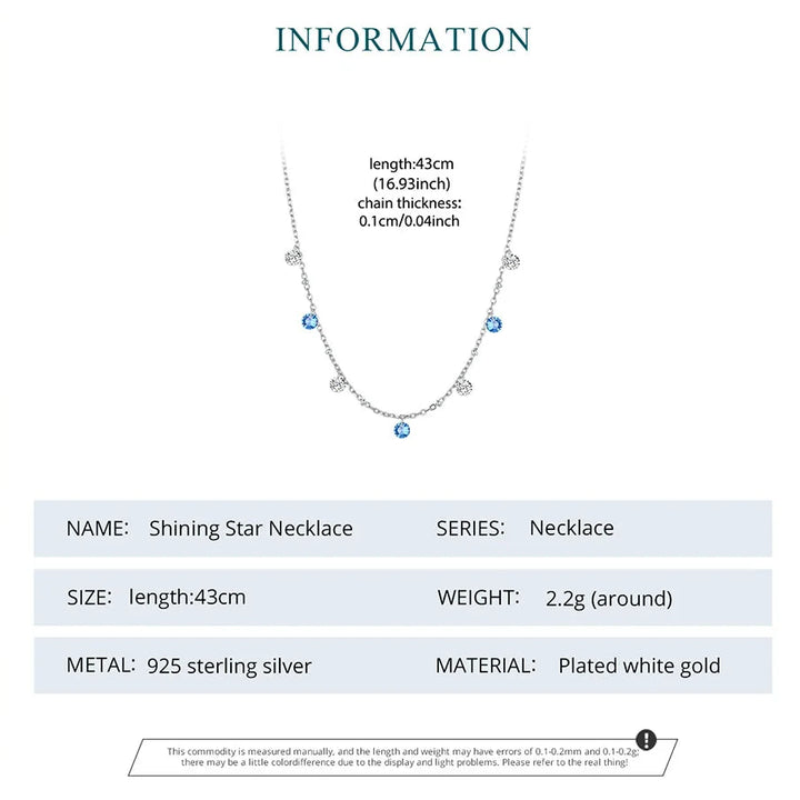 Shining Silver Blue & White CZ Star Necklace – 925 Sterling Silver