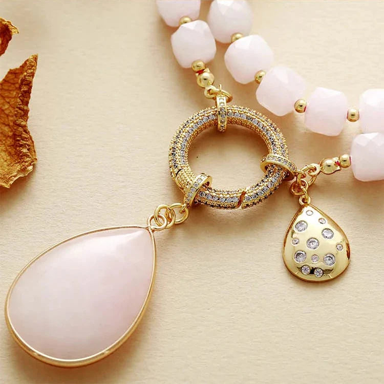 Rose Quartz Pavé Statement Necklace
